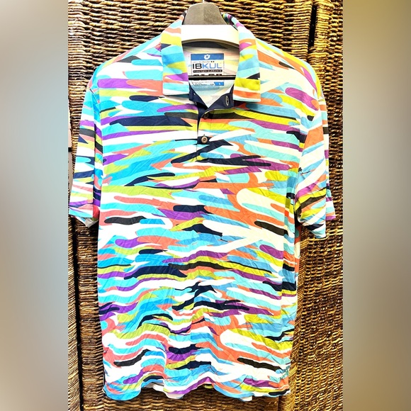 IBKUL Men's Vibrant Striped Polo Shirt- Large - Picture 1 of 6